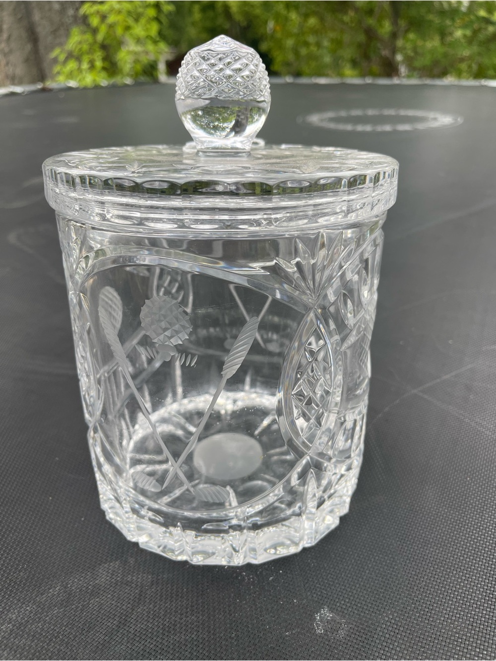 Rovelli Swiss Crystal Co. Tee Off Golf Crystal Ice Bucket Biscuit Jar w/Lid